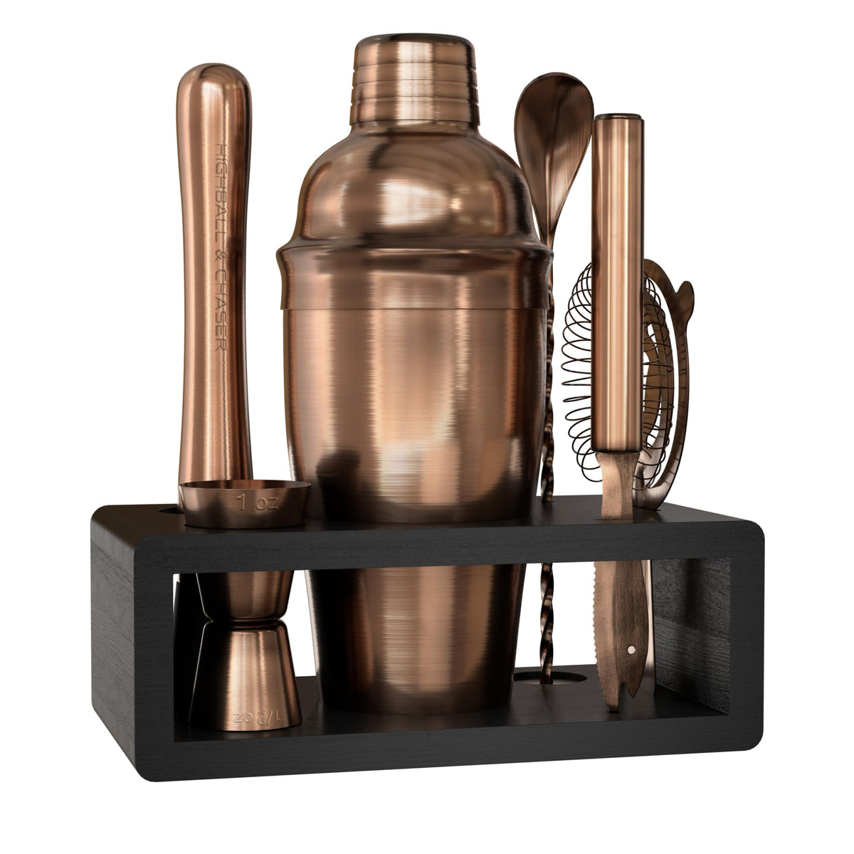 Highball & Chaser front packaging showing complete bartending kit and gift-ready box