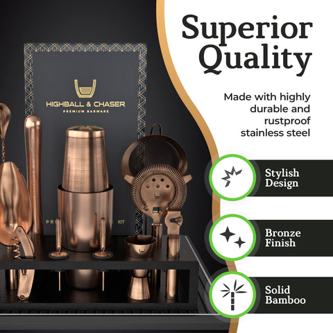 Highball & Chaser close-up of antique copper Boston shaker highlighting leakproof finish and durable welds