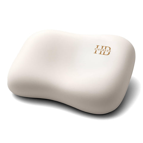 HighBeds front view of pillow showing ergonomic shape and support
