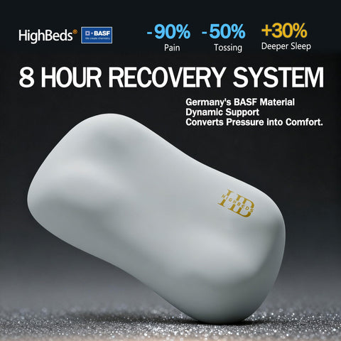 HighBeds side profile showing dual-height contour, ensures correct neck alignment