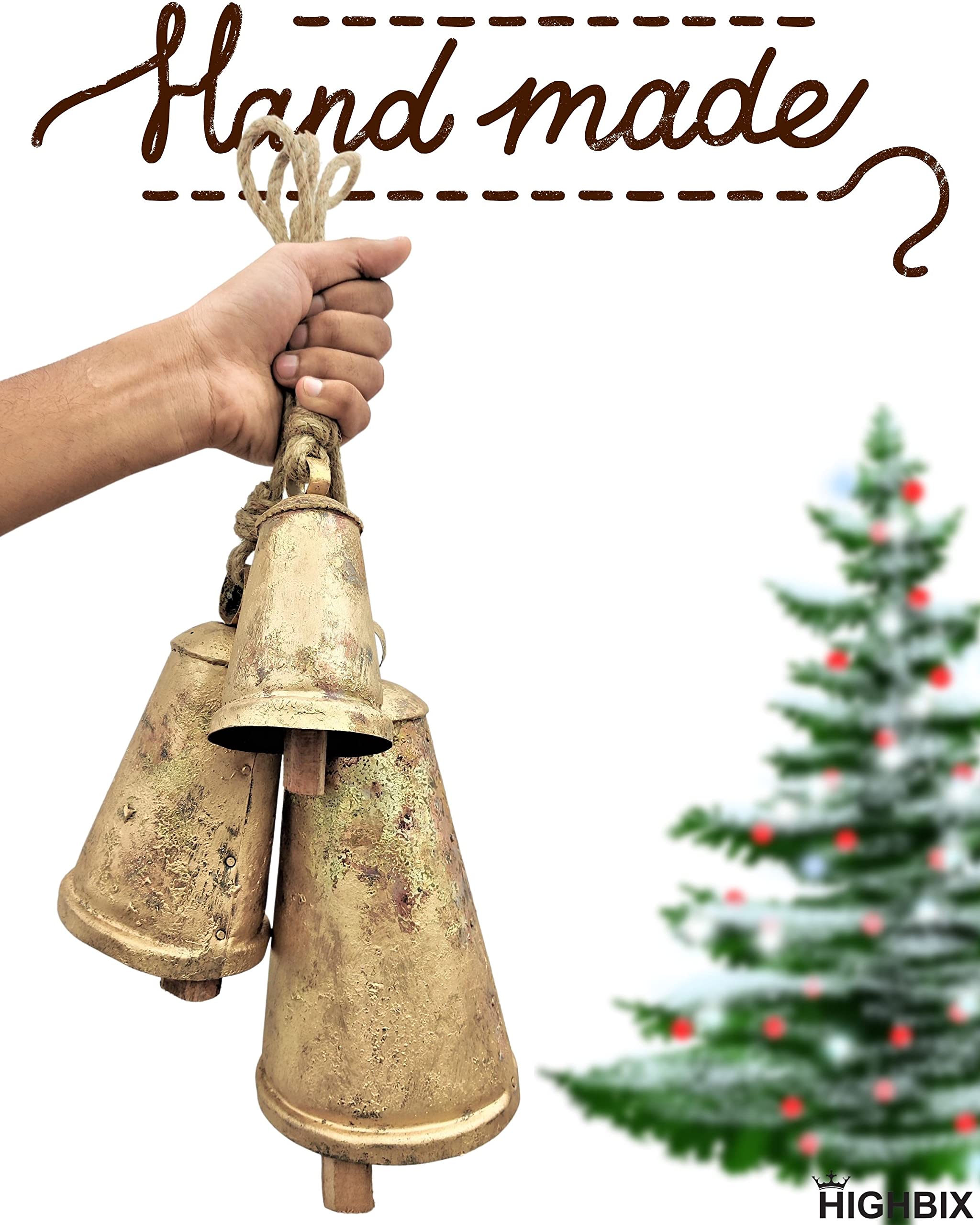 HIGHBIX bell trio integrated into a Christmas wreath adding vintage charm and seasonal style
