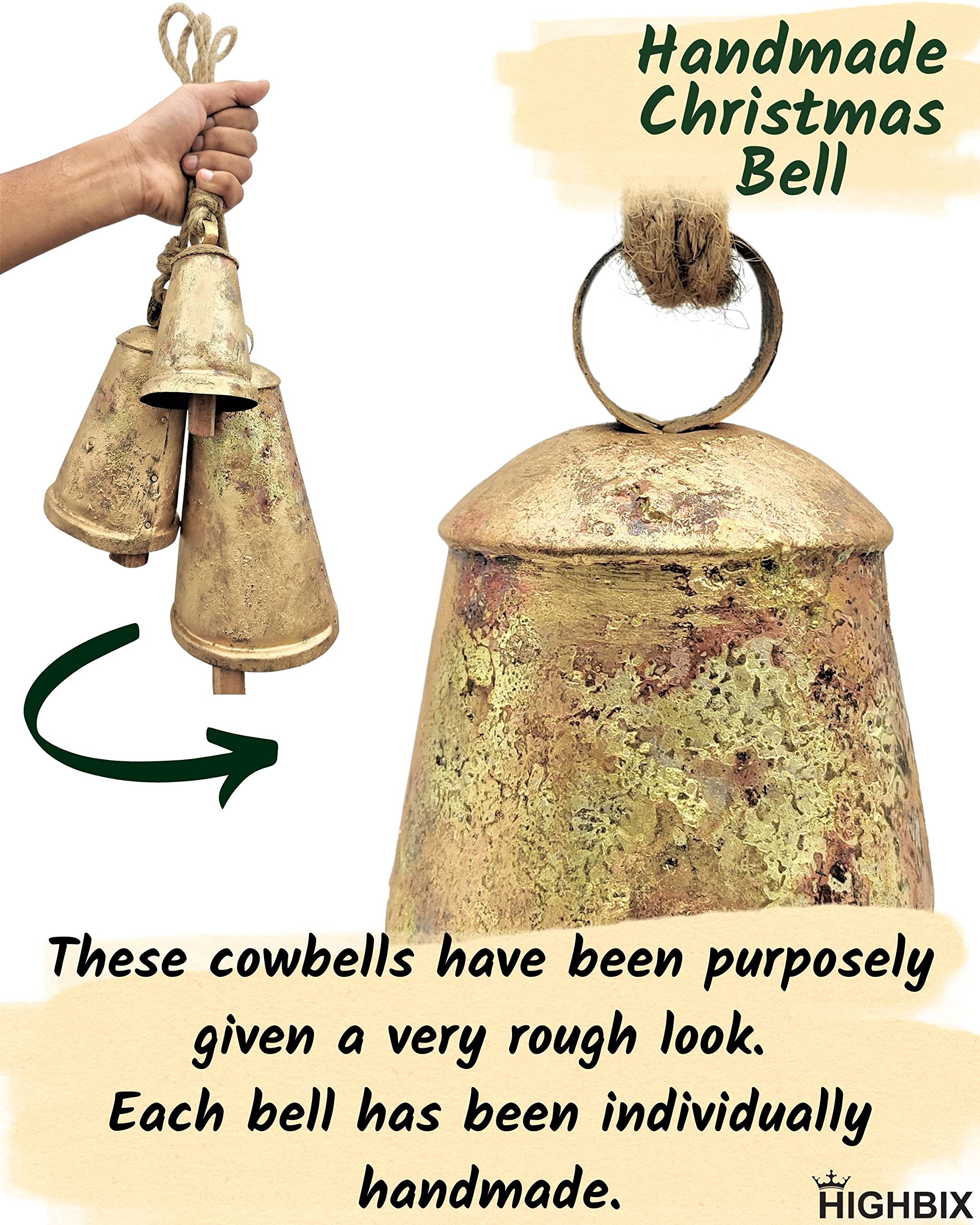 HIGHBIX bells strung as a wind chime producing movement and decorative sound in garden