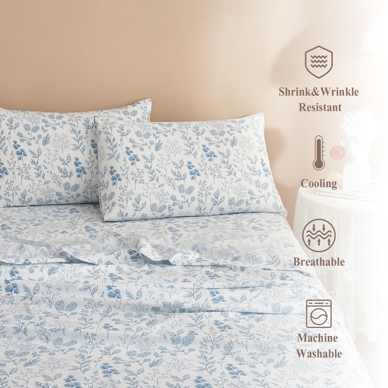 HighBuy flat sheet spread on bed displaying floral pattern for decorative bedroom look