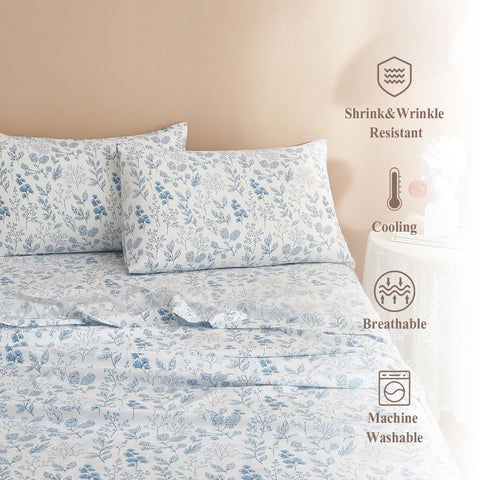 HighBuy flat sheet spread on bed displaying floral pattern for decorative bedroom look