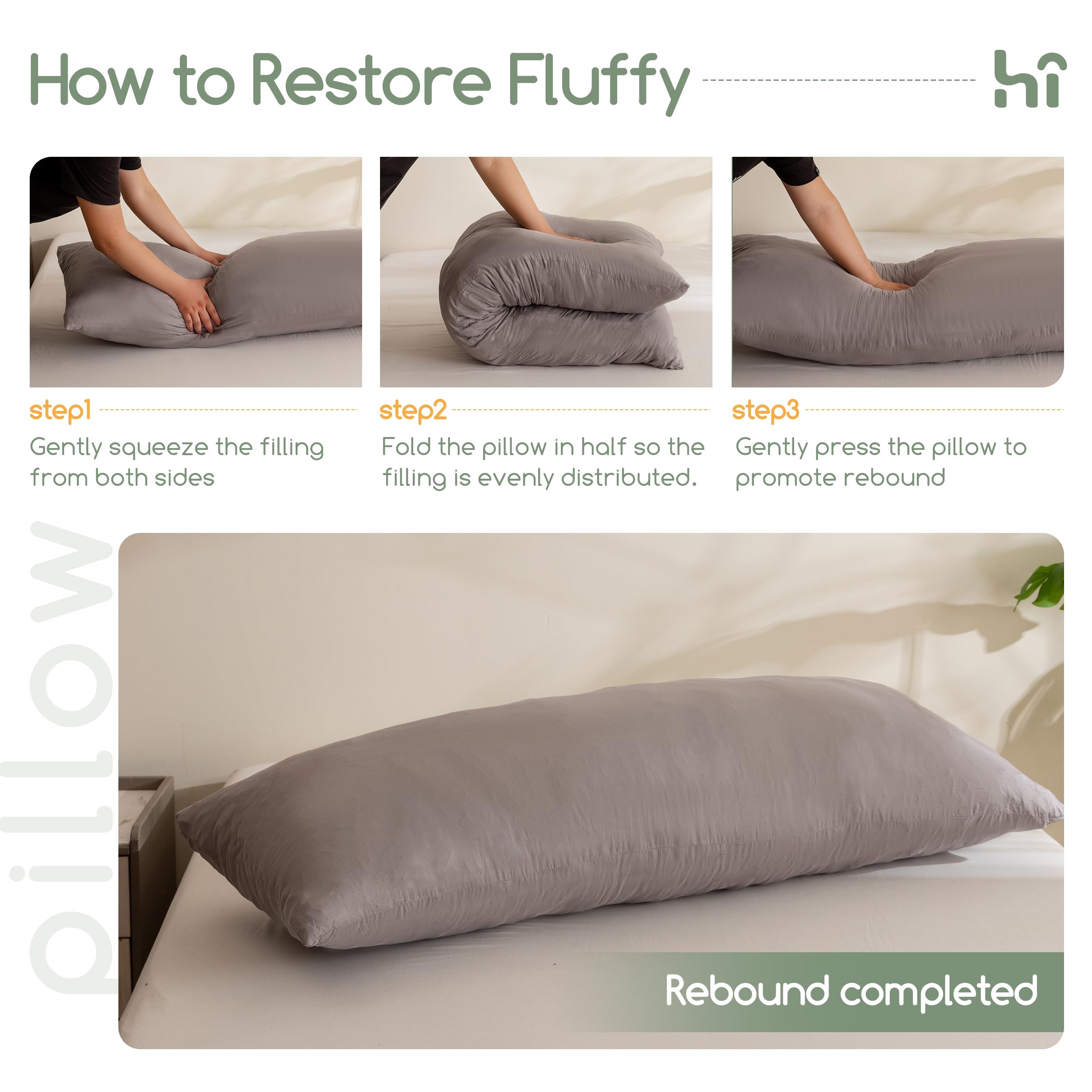HIGOGOGO memory foam core cutaway illustrating resilient fill and sustained loft