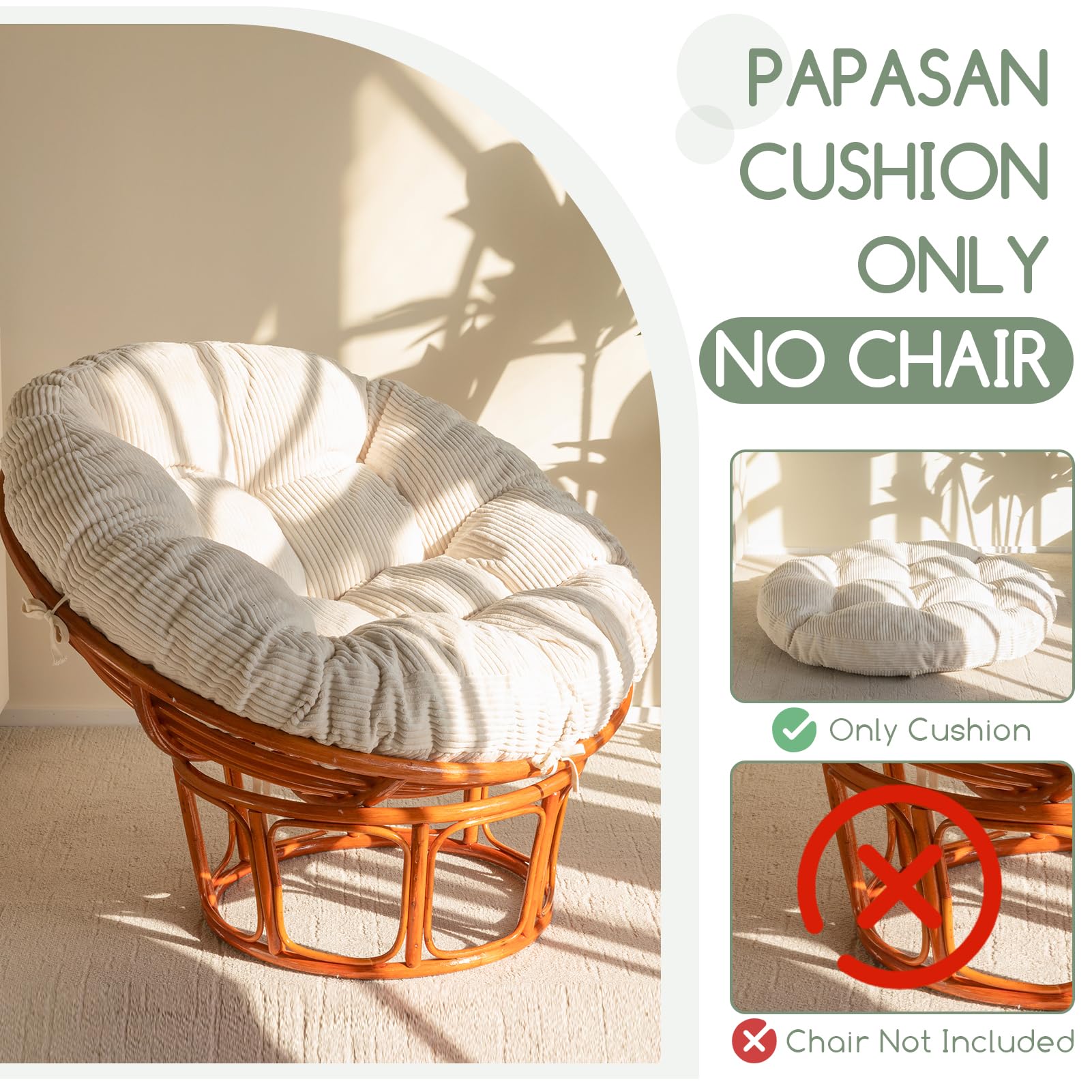 HIGOGOGO cushion fitted in papasan frame demonstrating compatibility