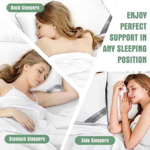 Higoom unpacked pillow fully fluffed to show loft and quick recovery