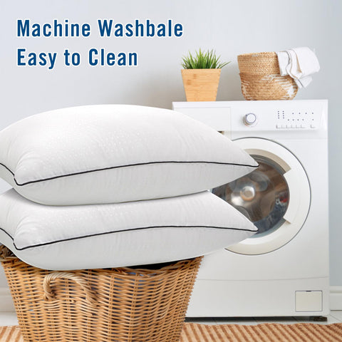 Higoom pillow in washer to show machine-washable easy care benefit