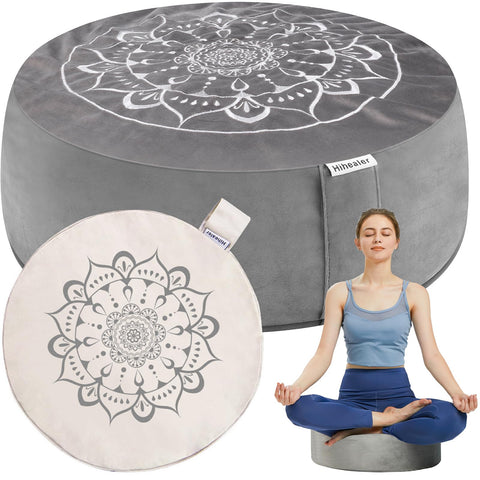 Hihealer front view of velvet zafu showing supportive shape and elegant finish