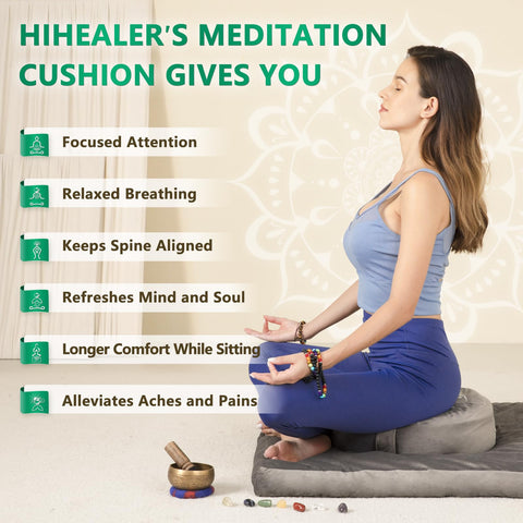 Hihealer in meditation space offering calm, stylish support for practice