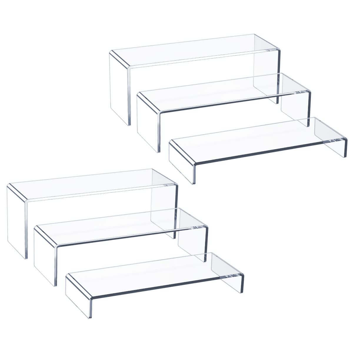 HIIMIEI front view of six-piece acrylic riser set showing organized display benefit