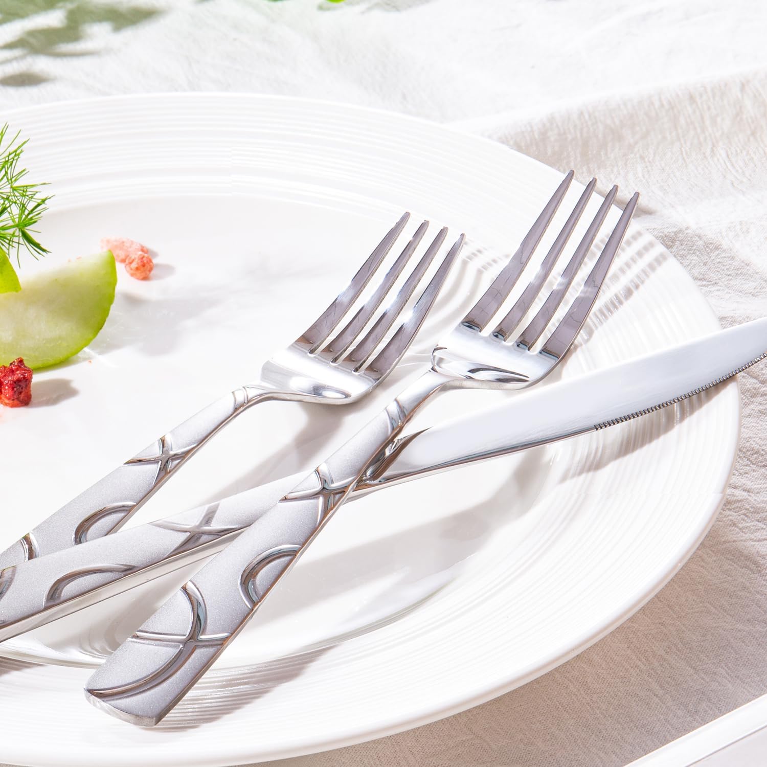 HIKAA flatware on a dining table demonstrating elegant meal presentation