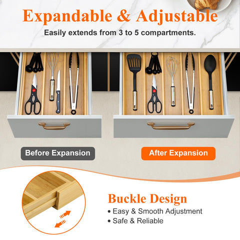Hilislog organizer collapsed in a shallow drawer showing compact fit and easy storage benefit