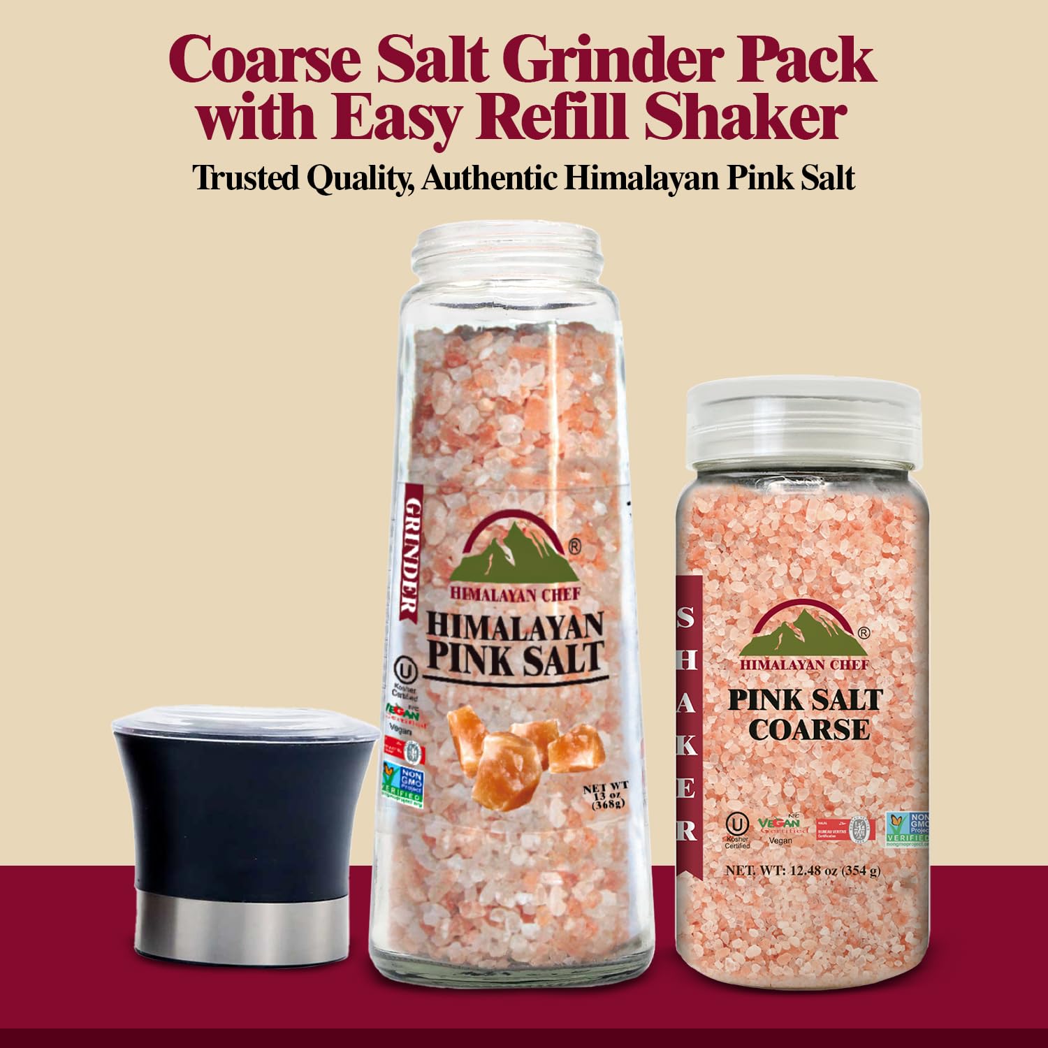 Himalayan Chef grinder held in hand showing scale and ergonomic usability