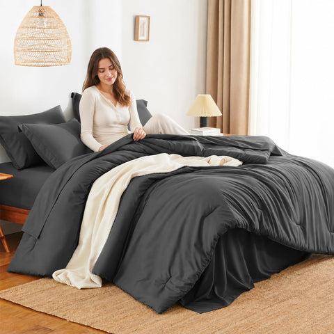 HIMEET fitted sheet stretched over mattress showing 14-inch deep-pocket fit benefit