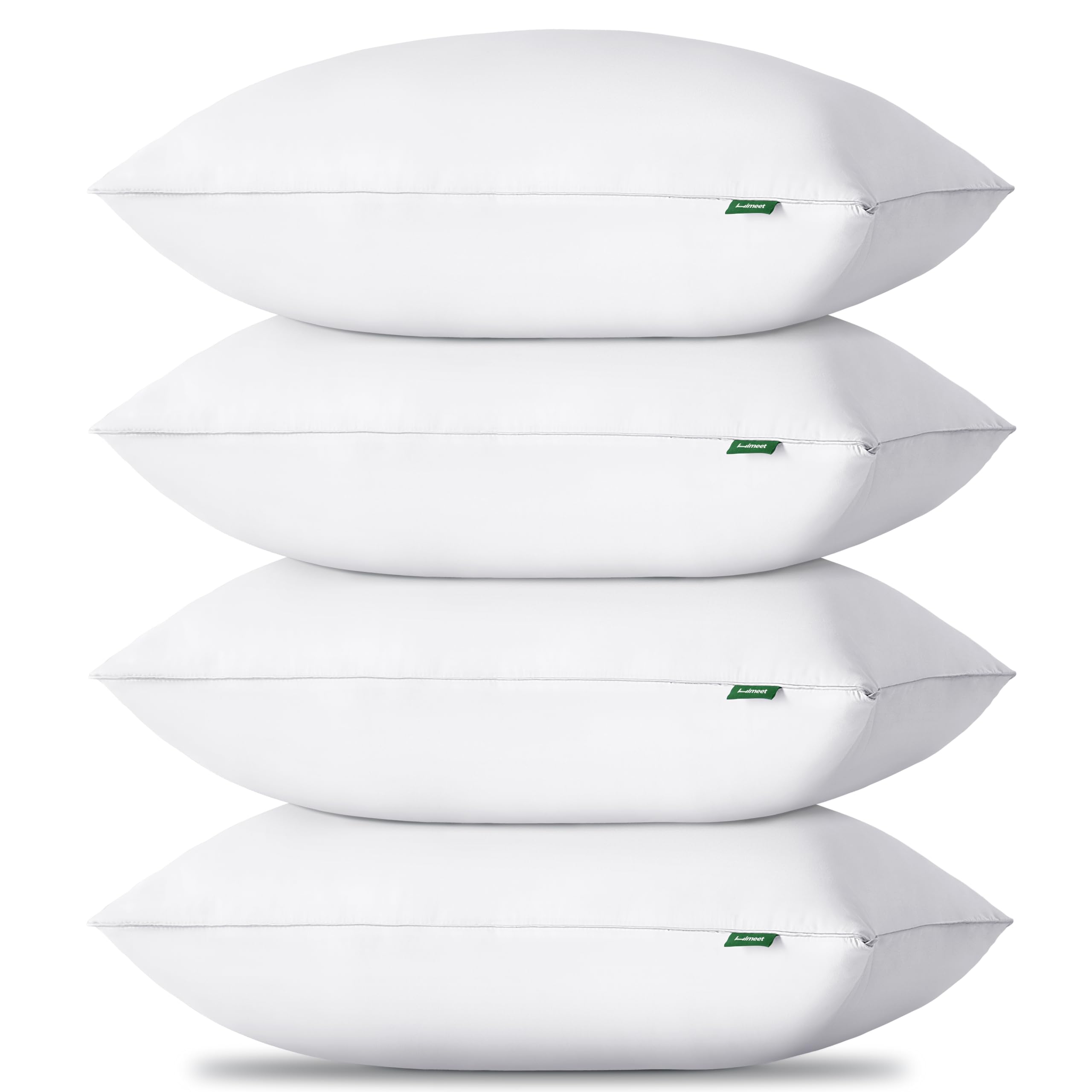 HIMEET front view of four queen pillows showing neat packaging and ready comfort