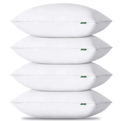 HIMEET front view of four queen pillows showing neat packaging and ready comfort