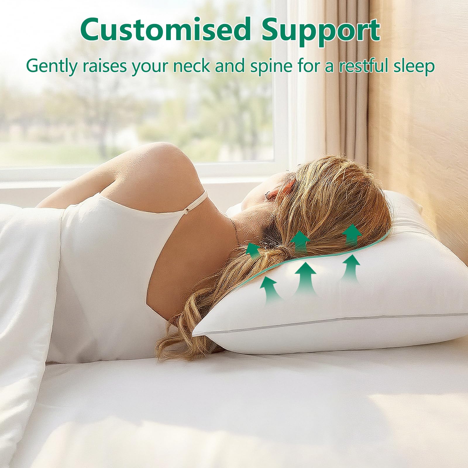 HIMEET unboxed pillows expanding after shake showing quick loft recovery