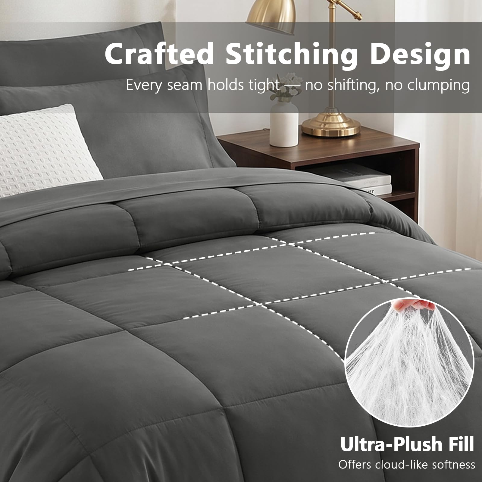 HIMEET fitted sheet deep pocket detail showing 14 inch fit to keep mattress secure benefit