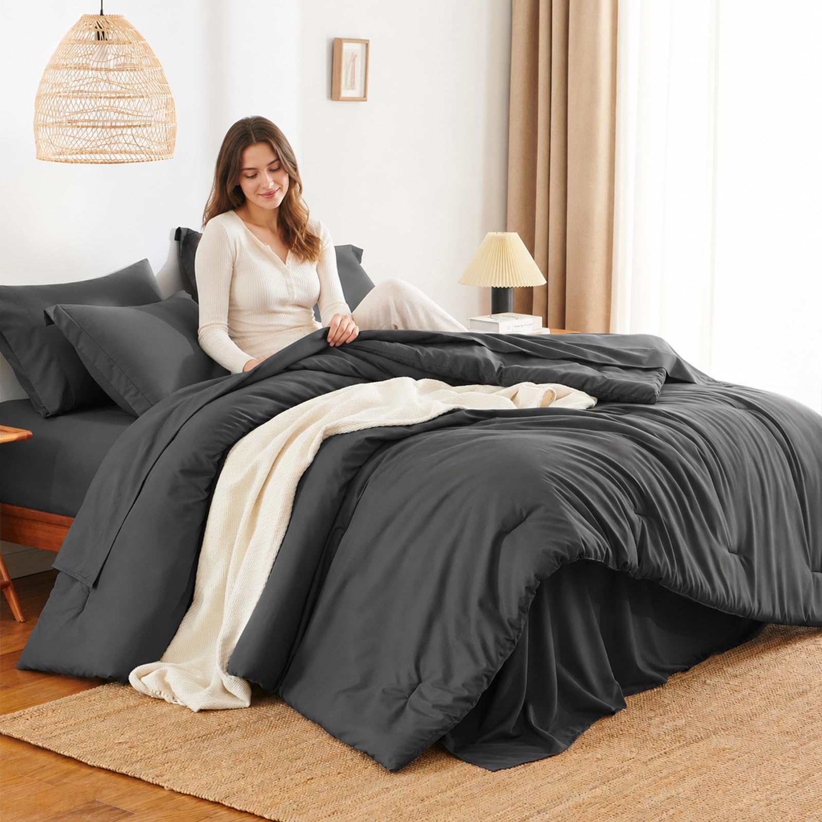 HIMEET sheets and shams flat lay showing coordinated pieces and convenience