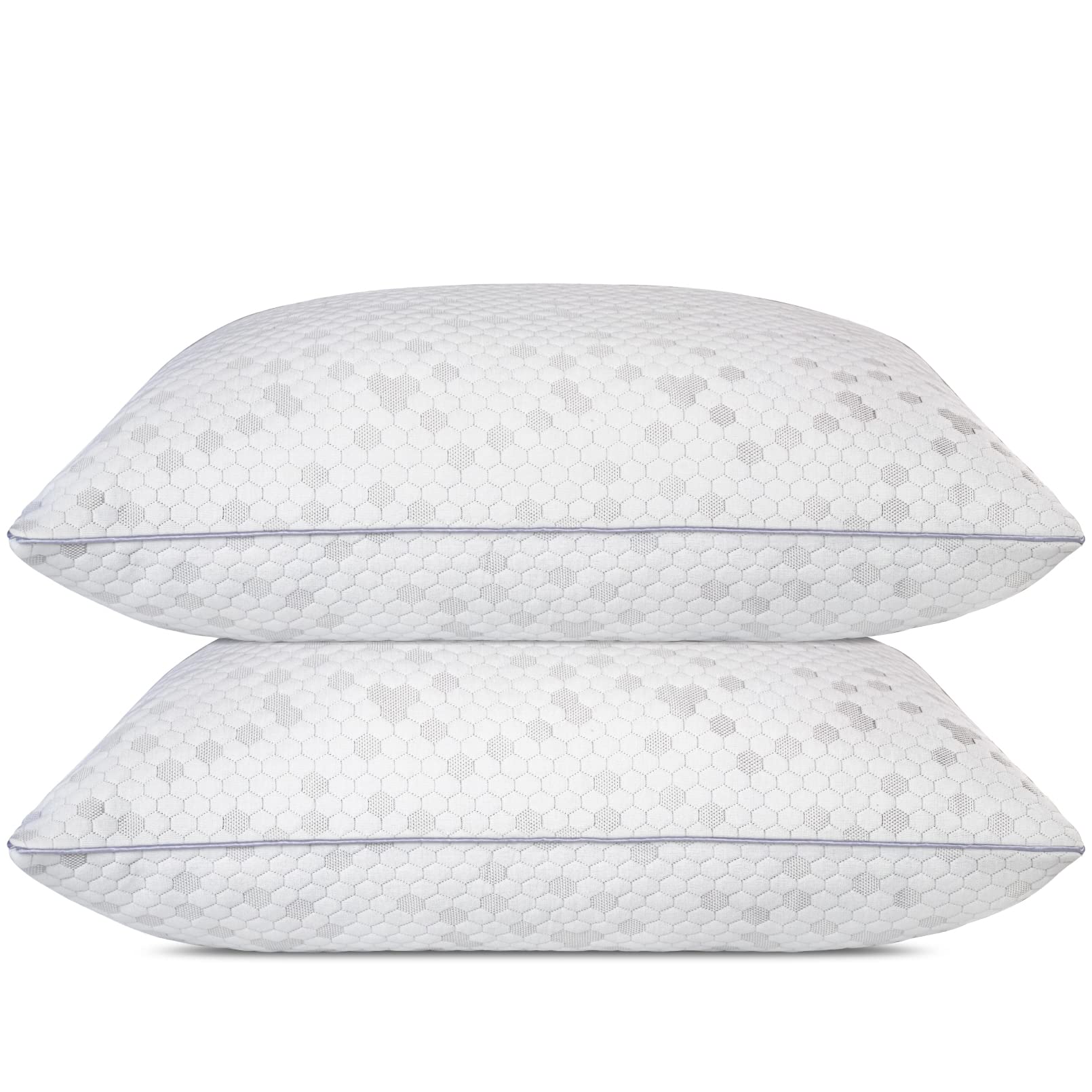 HIMOON front view of king pillow pair showing plush medium-firm support