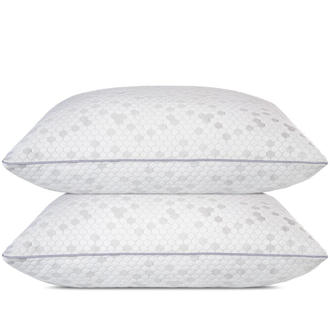 HIMOON front view of king pillow pair showing plush medium-firm support