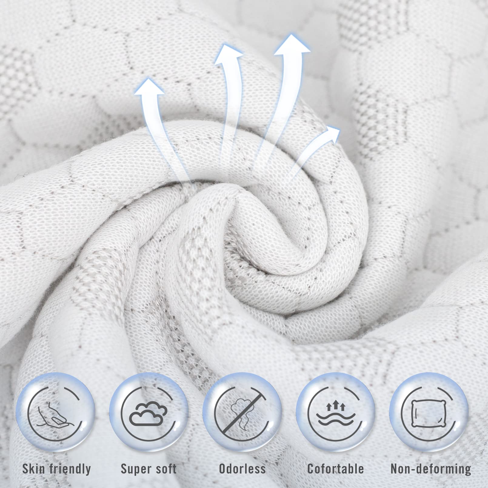 HIMOON shredded memory foam interior detail for adjustable loft benefit