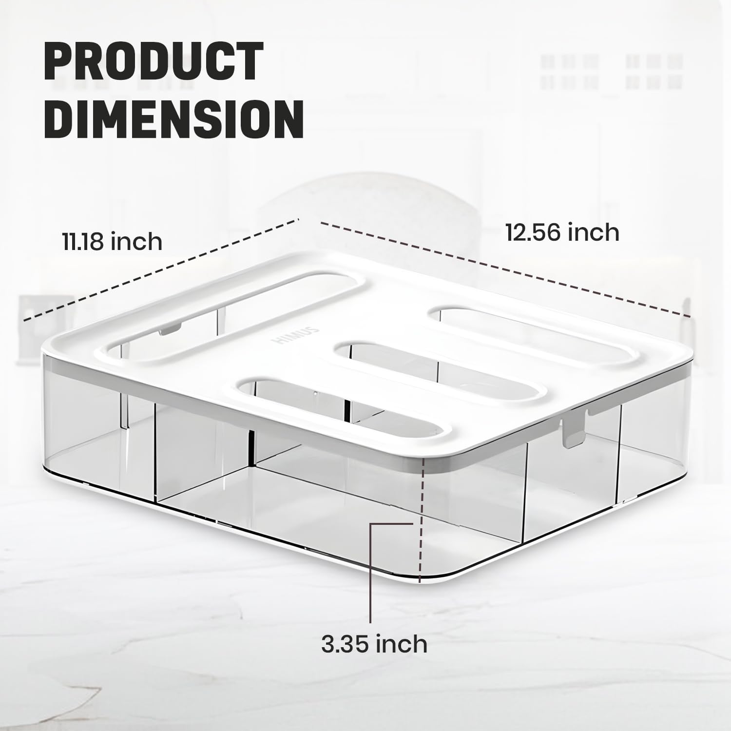 HIMUS clear lid detail revealing bag types at a glance for fast access