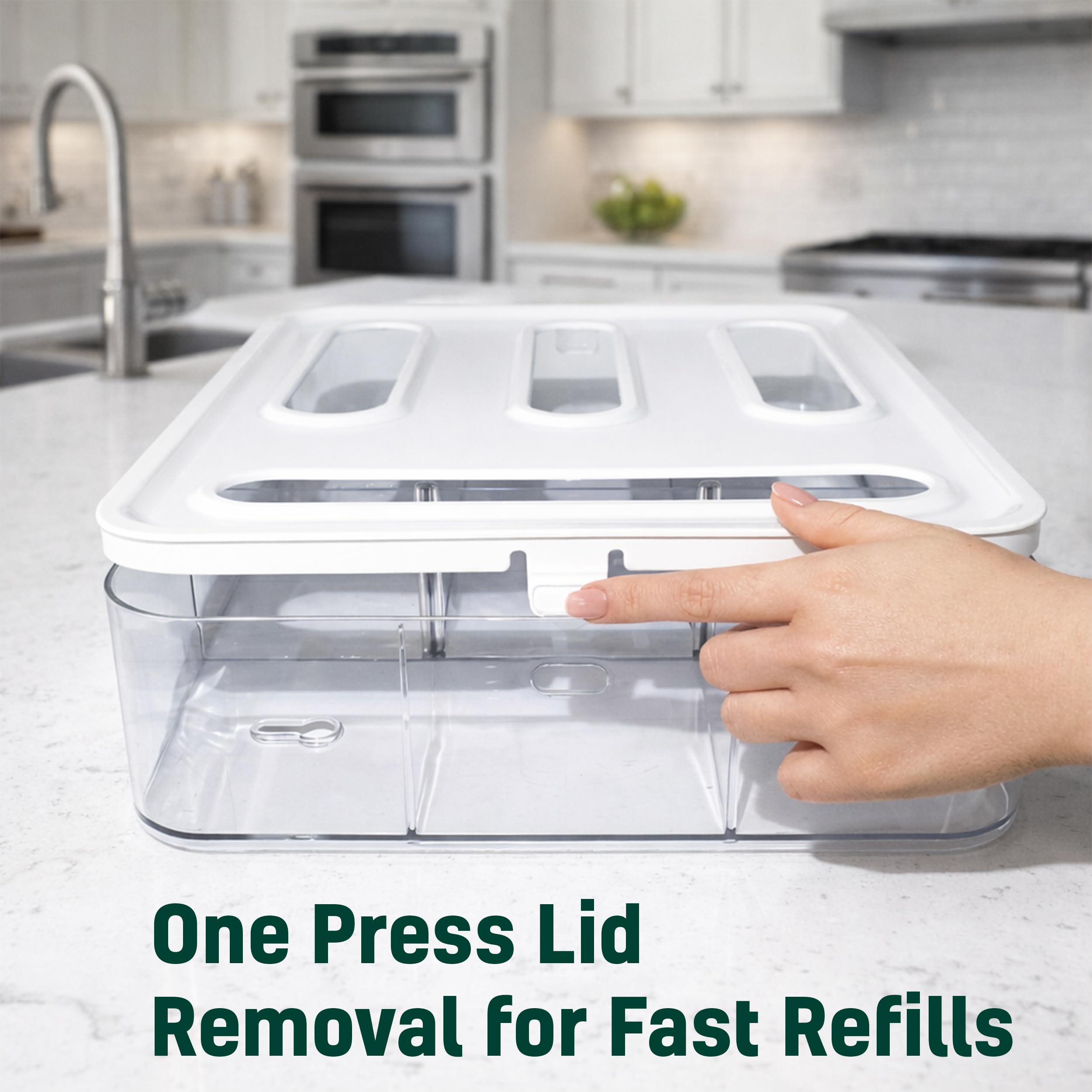 HIMUS top-loading compartments open for quick refill and simplified restocking