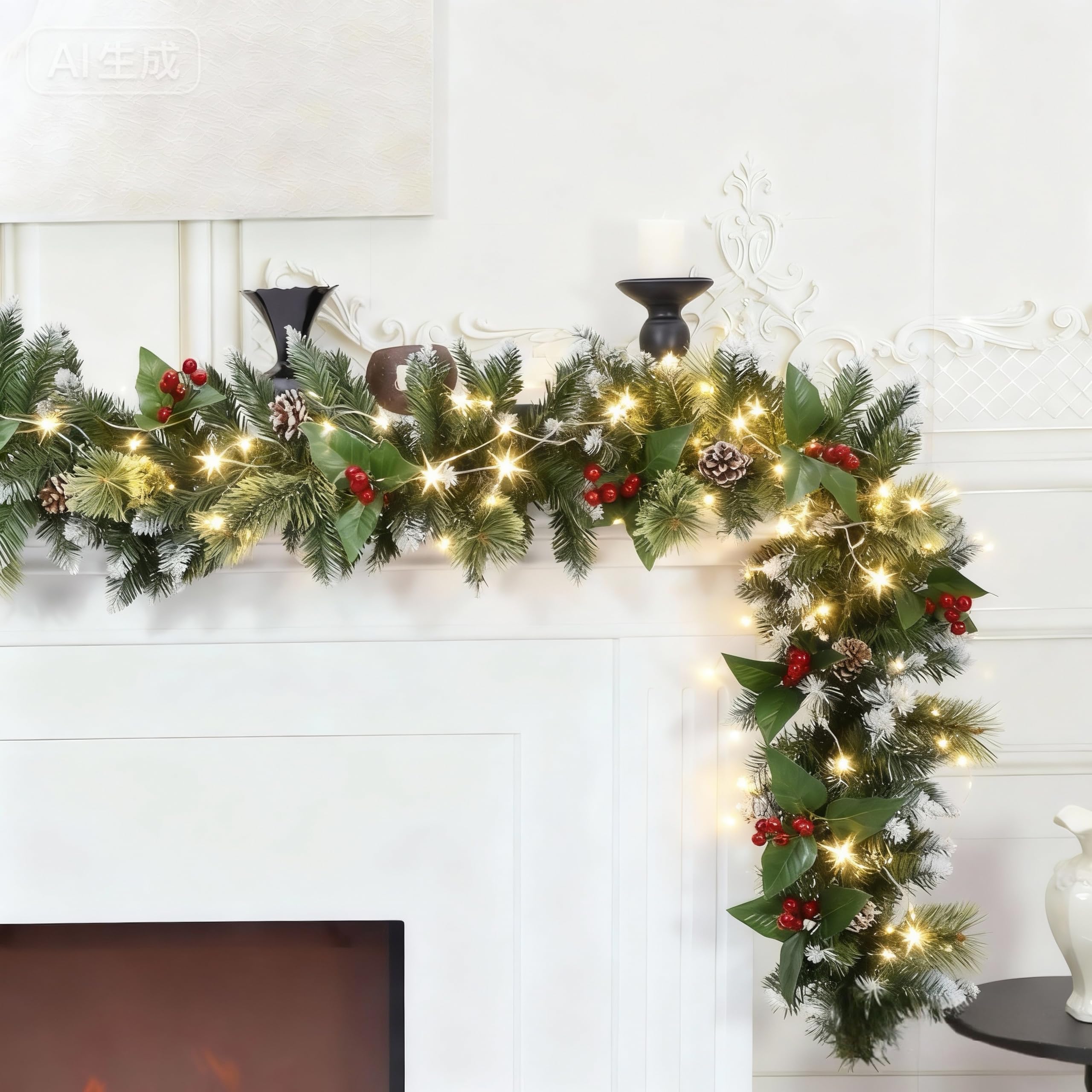 HipTree garland front view showing full 9FT foliage and ready-to-hang benefit