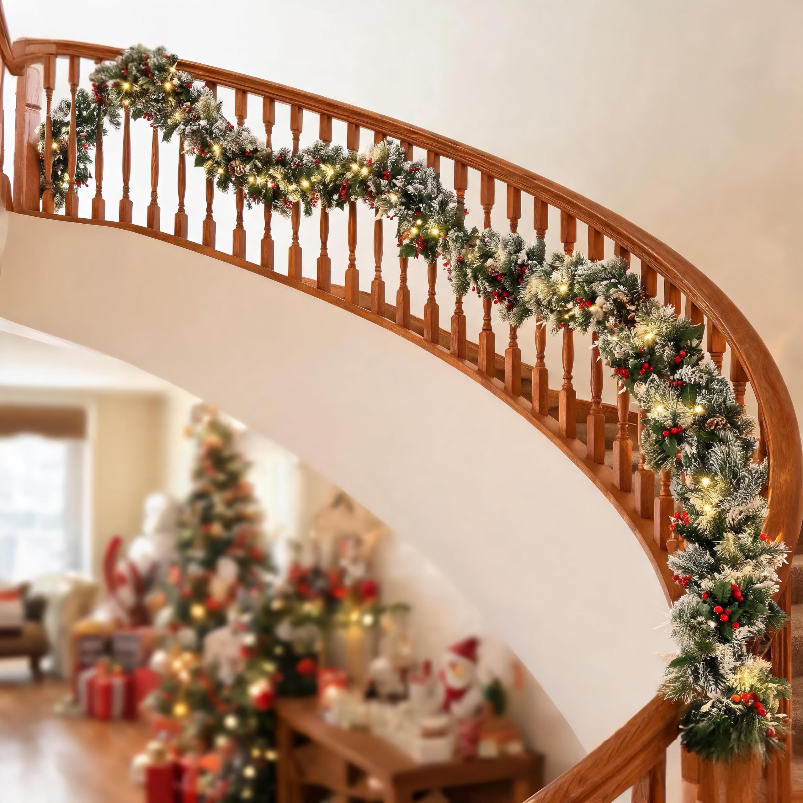 HipTree garland next to ruler showing 9FT length and scale benefit