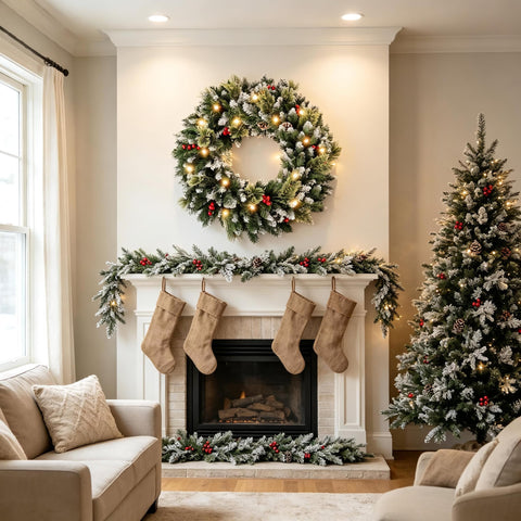 HipTree wreath halves tucked in closet saving storage space