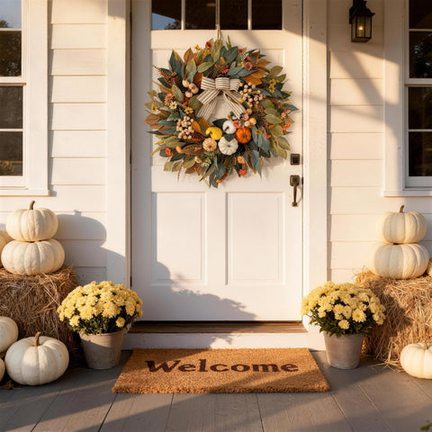 HipTree striped bow accent tying together farmhouse autumn look