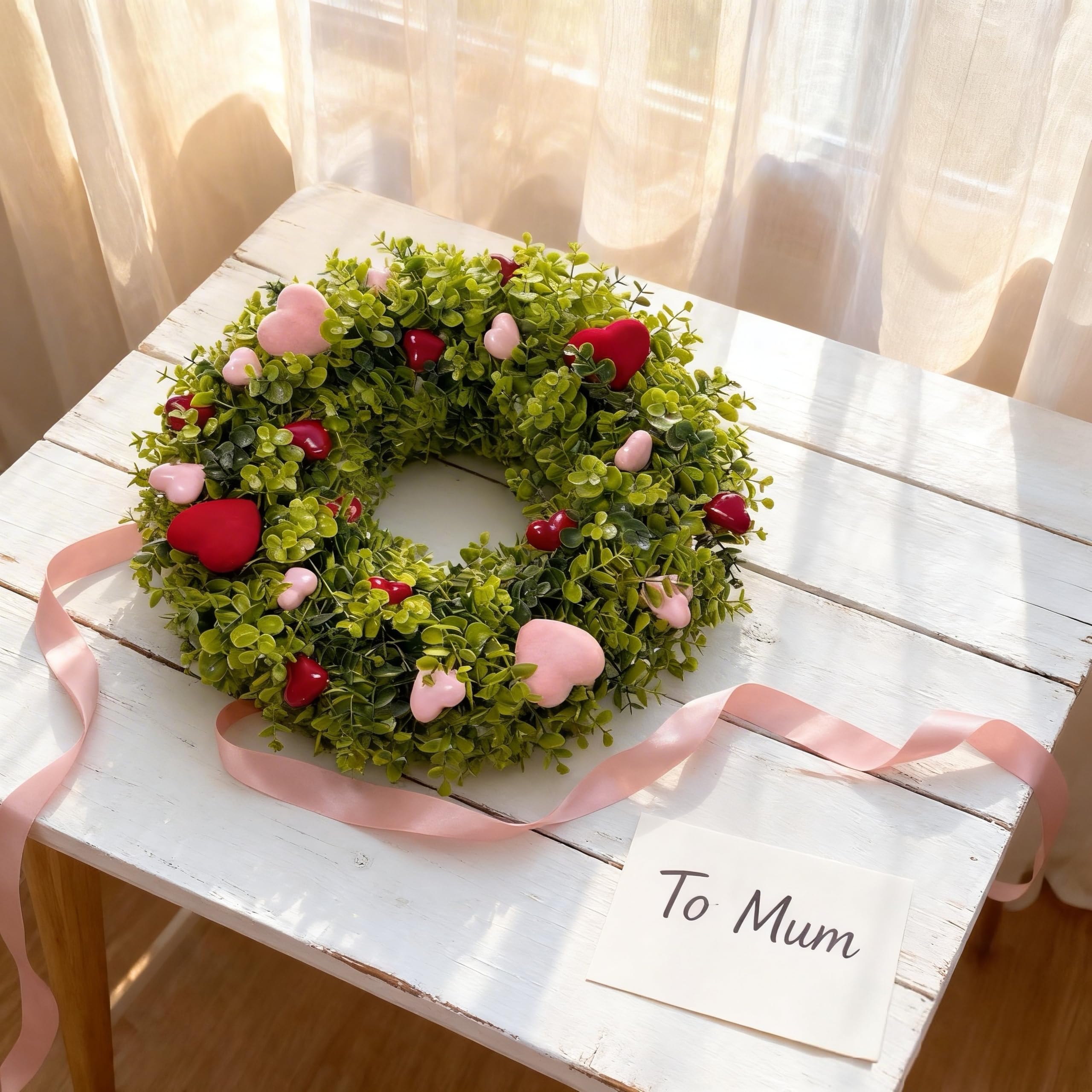 HipTree unboxed wreath ready to fluff for a full vibrant look