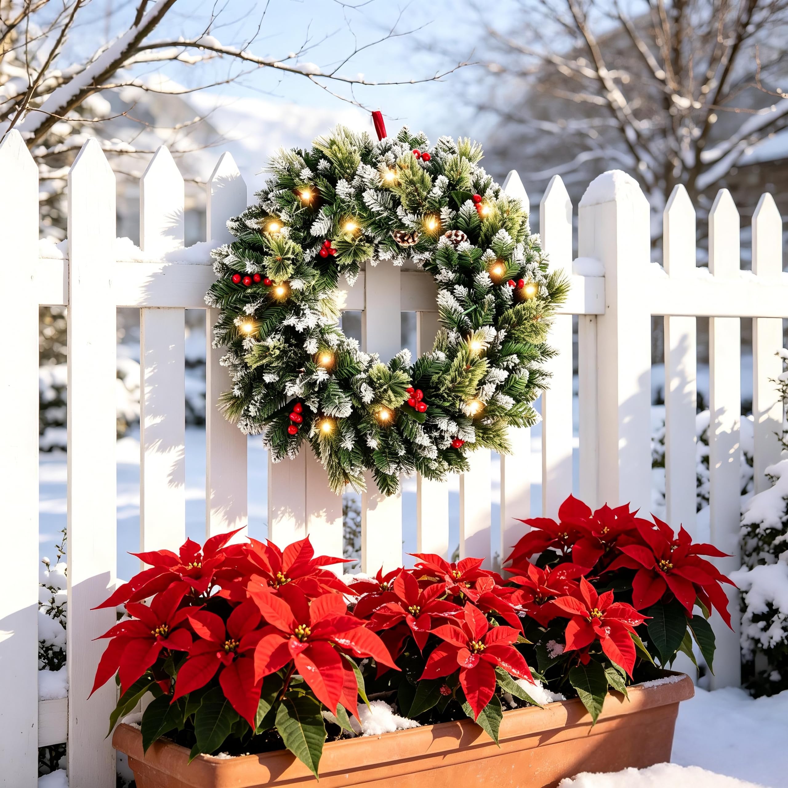 HipTree wreath outdoors shedding water-resistant performance
