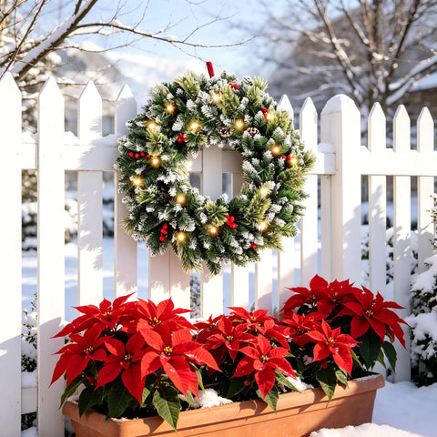 HipTree wreath outdoors shedding water-resistant performance