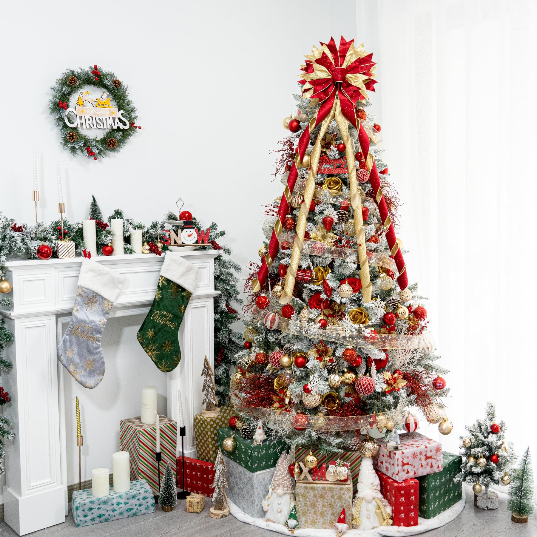 Hismir styled on a mantel to show versatile holiday decoration use