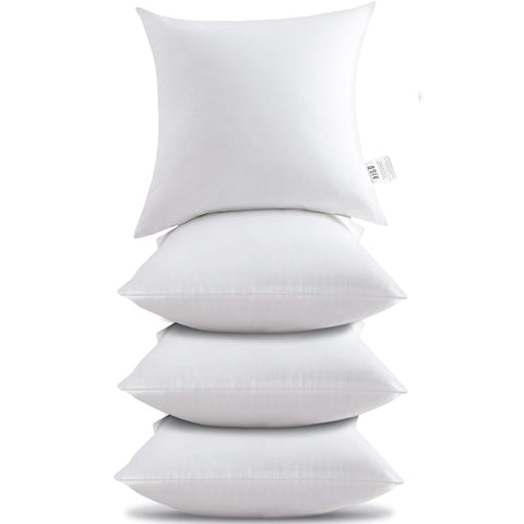HITO front view of four 18x18 pillow inserts showing neat square shape and crisp finish