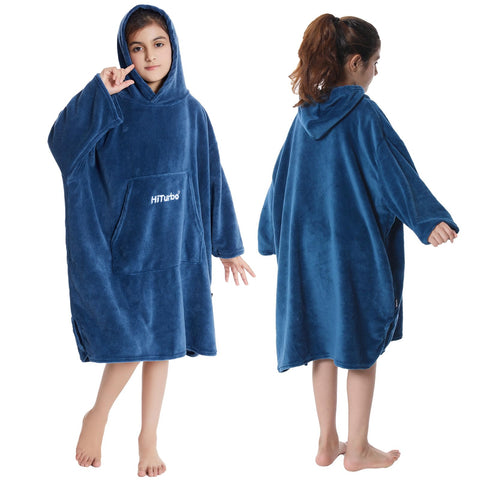 Hiturbo front view hooded poncho showing full coverage and comfort