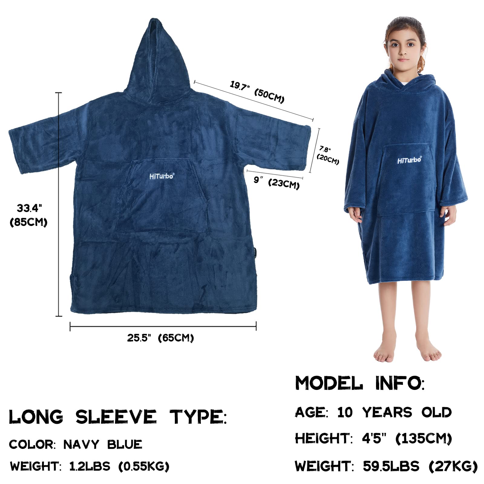 Hiturbo close-up of oversized hood keeping child warm and dry