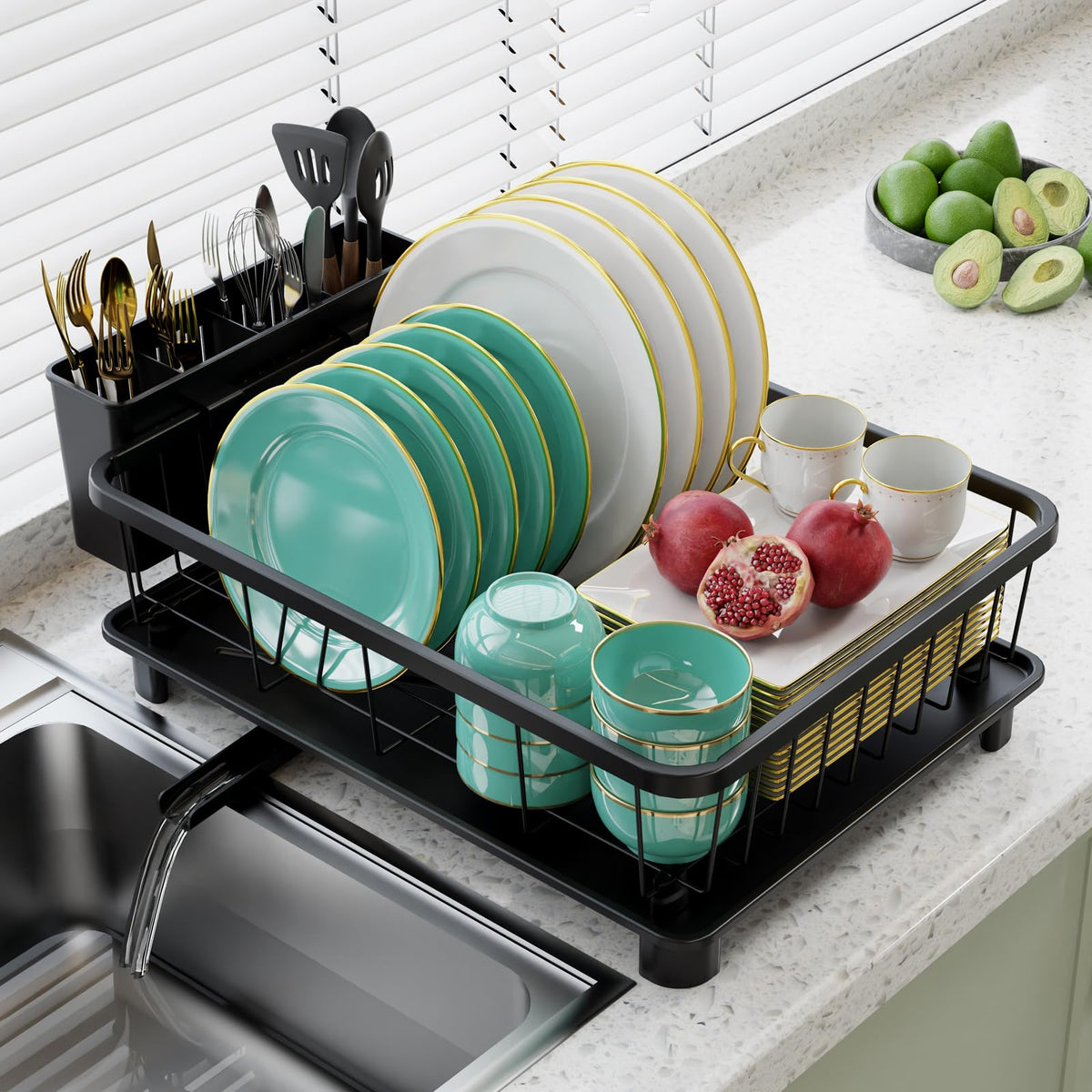 Hiviweer front view countertop rack showing compact organization and space saving