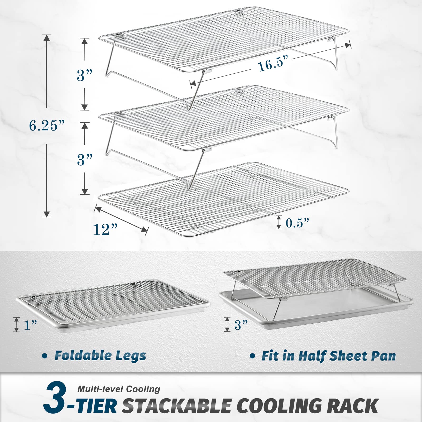 HIWARE close-up of polished stainless steel wire grid providing stable airflow and no-slip support