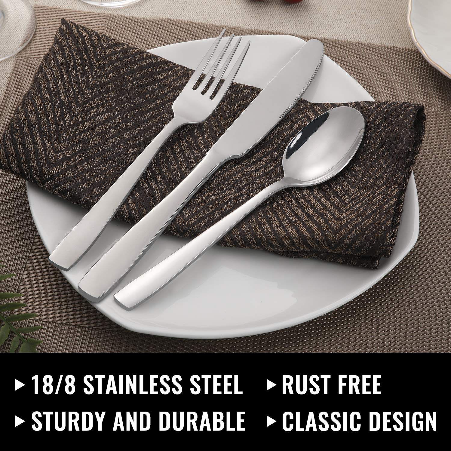 HIWARE steak knife detail showing serrated blade and comfortable grip for cutting ease
