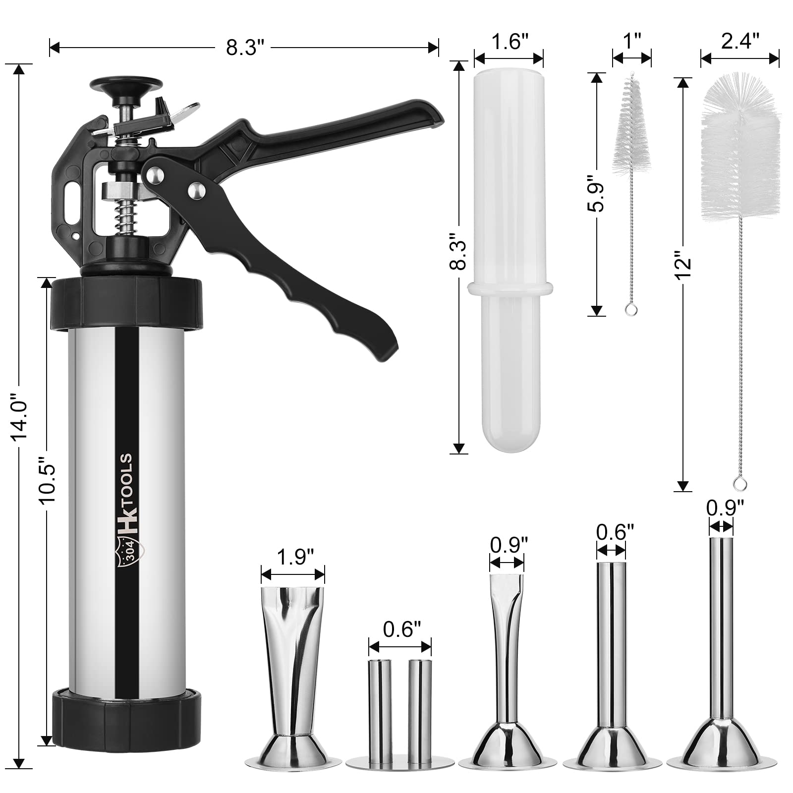 HK jerky gun five stainless nozzles array for varied jerky shapes and consistent portions