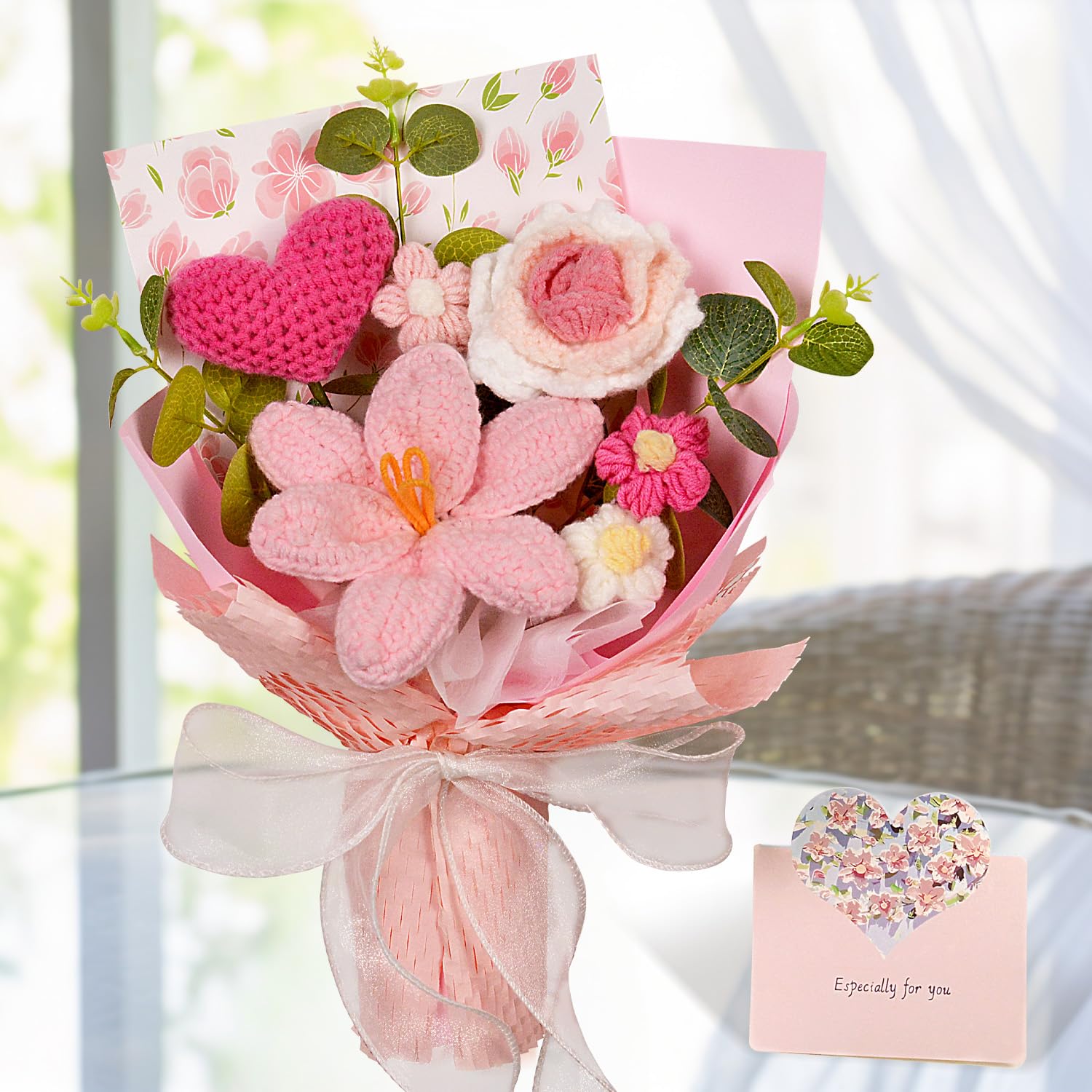 Hlenbin bouquet next to ruler illustrating 12.6-inch height for sizing clarity