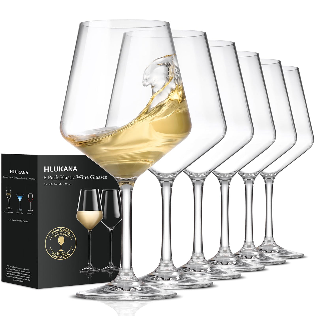 Hlukana front view set of six glasses showing elegant appearance and durability