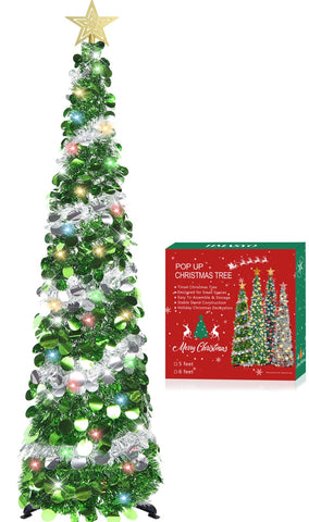 HMASYO front view of pop up pencil tree showing compact profile and sparkle