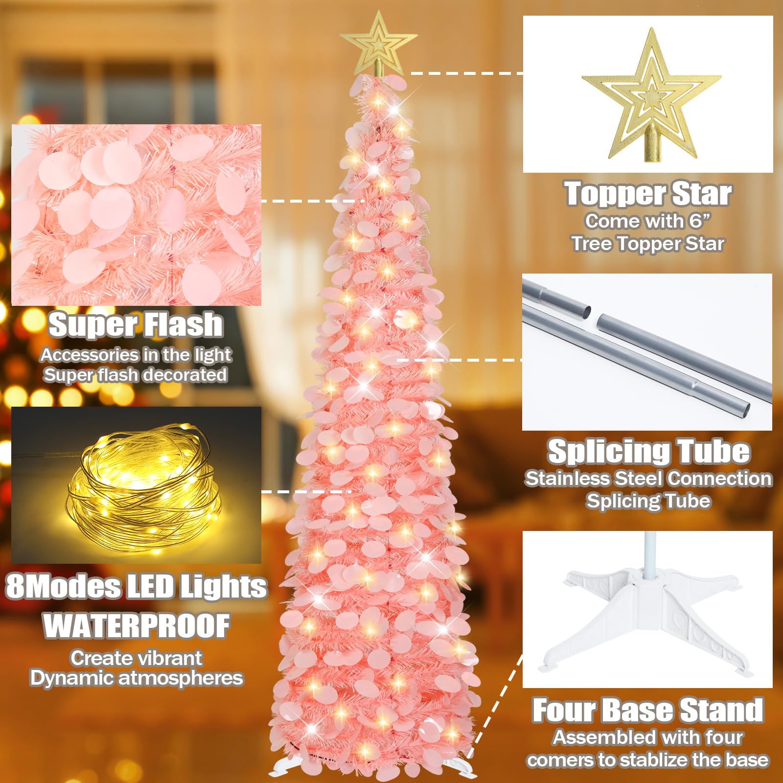 HMASYO slim tree in apartment living room saving floor space