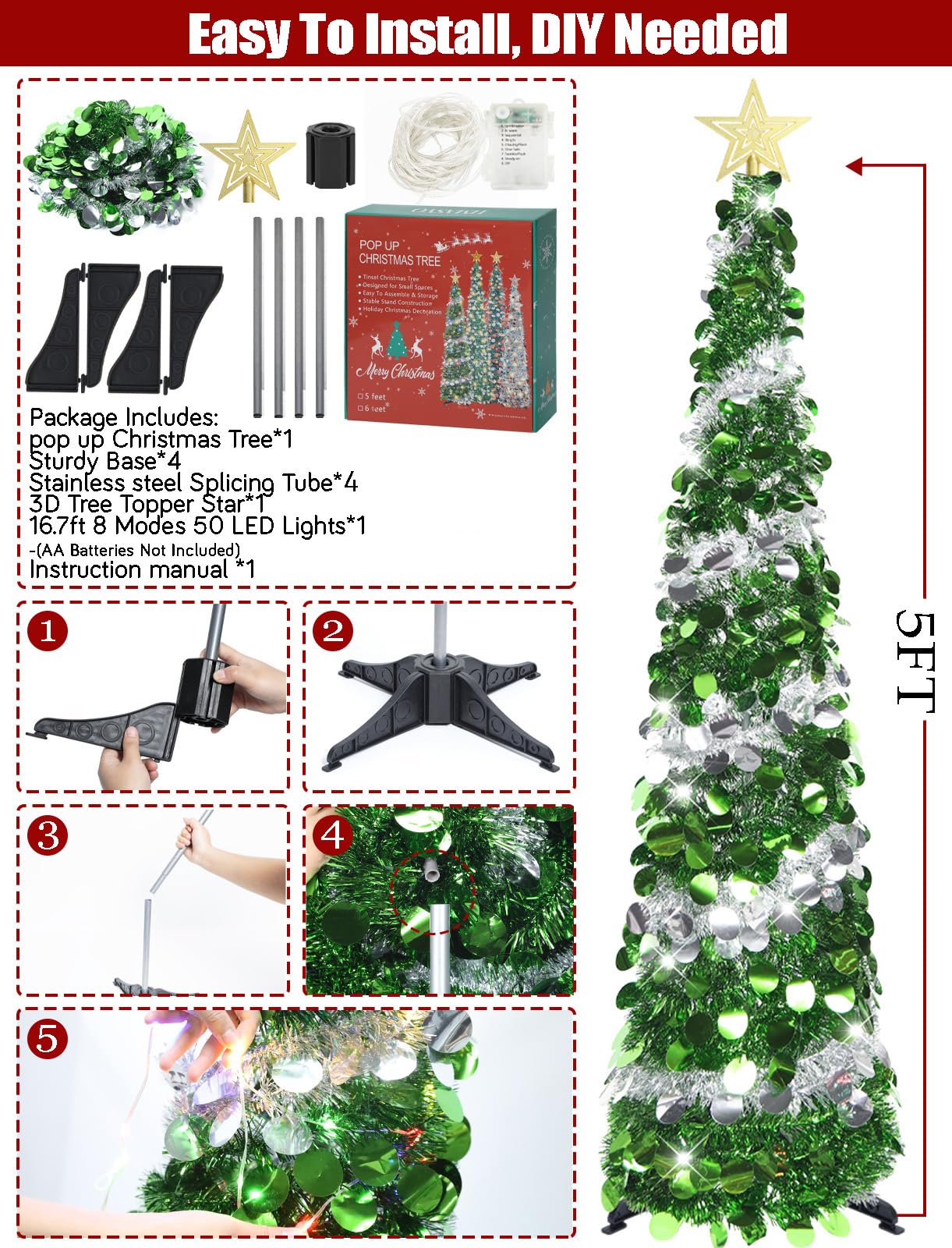 HMASYO lit tree in living room creating colorful ambiance and space saving
