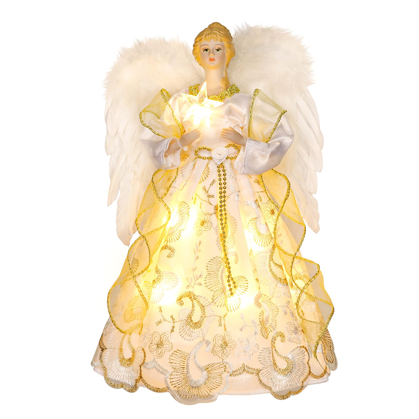 HMASYO angel on mantel showing versatile decor use and elegance